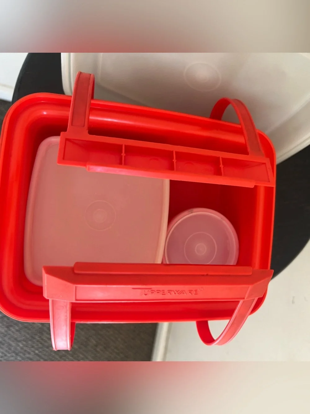Lovely Vintage 60’s 70’s Bright Retro Red Lunch Box Set